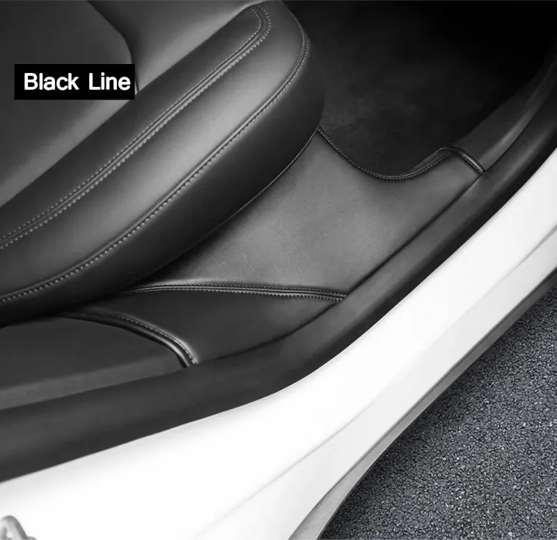 Rear Door Sill Pad for Tesla Model Y Anti Kick Film Dirt Threshold Strip PU Leat