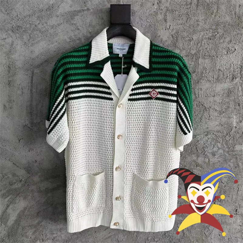 

Casablanca Jacquard Sweater Men Women 1:1 Top Quality Short Sleeve Cardigan Embroidery Logo Sweatshirts