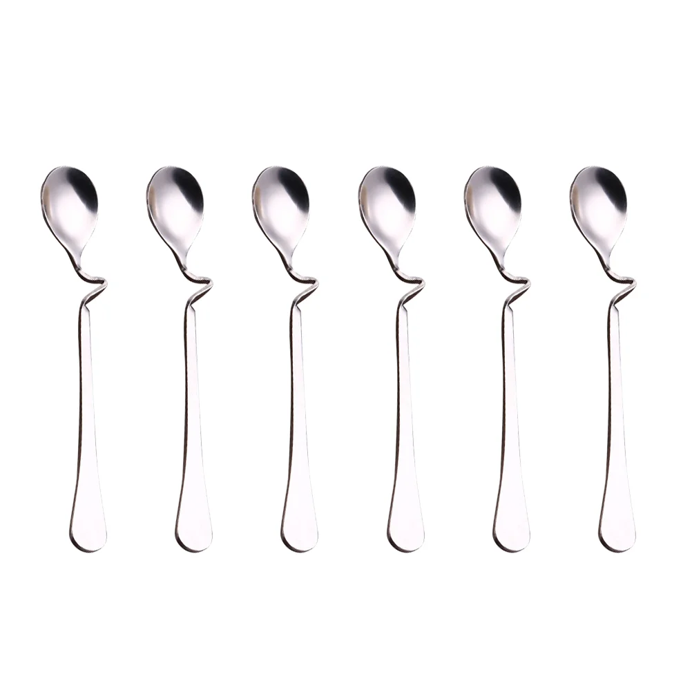 

6pcs Coffee Mixing Spoon Curved Stirring Spoon Stainless Steel Coffee Spoon