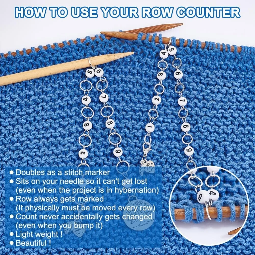 Tree of Life Knitting Row Counter Chains Number Beads Row Counter Chains Counting Accessories Knitting Crochet 2 Pcs knitting supplies,knitting craft supplies