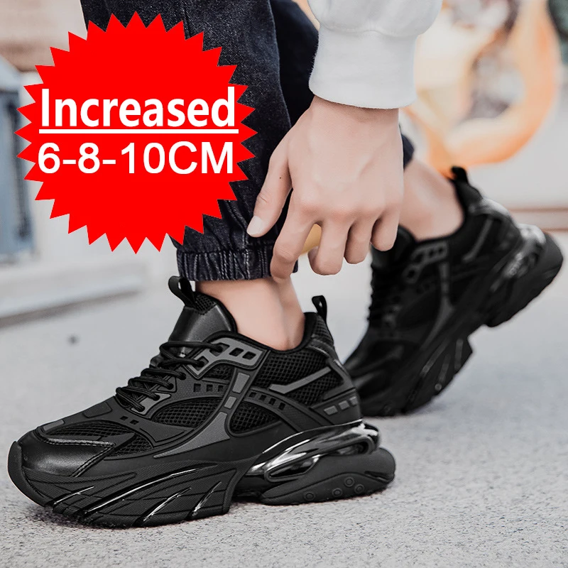 Men Mesh Elevator Shoes Height Increase Sneakers Shoes for 8/10CM Sports Casual Invisible Inner Heightening for Men