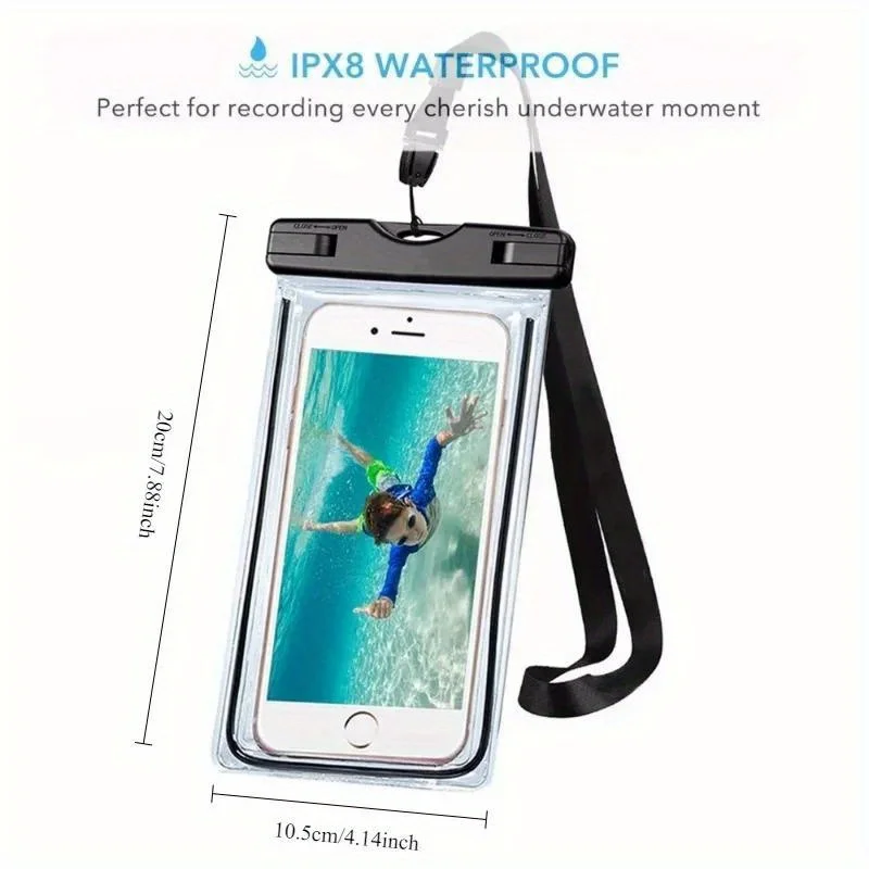 1pcs Universal Waterproof Phone Pouch Cellphone Dry Bag Case Underwater Phone Protector PV Cover for Kayaking, Beach, Fishing