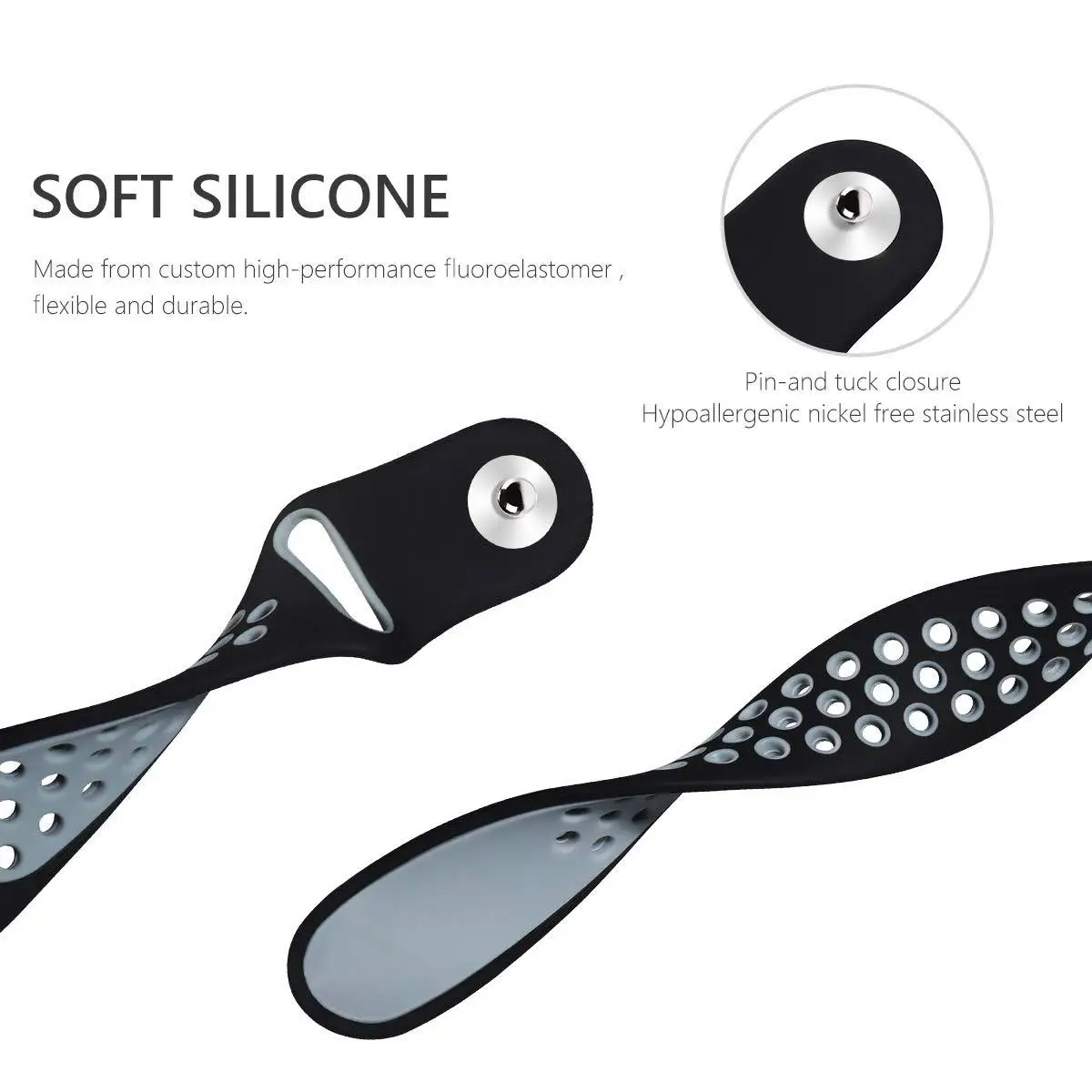 Enhanced Silicone Sport Strap - Soft, Breathable Bracelet Band