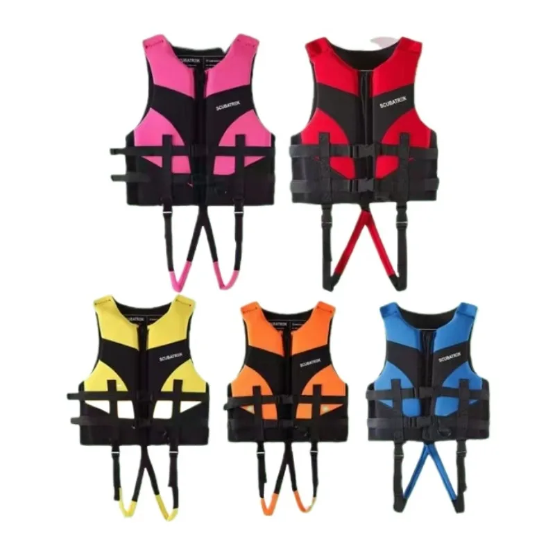 Kid Outdoor Rafting Neoprene Life Jacket Safety Life Vest Water Sports Boy Girl Fishing Vest Kayaking Boating Swimming Drifting
