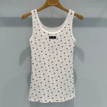 2026 New Women's Floral Print Slimming, Versatile, Fashionable, Casual and Simple Sleeveless Versatile Vest Top 1