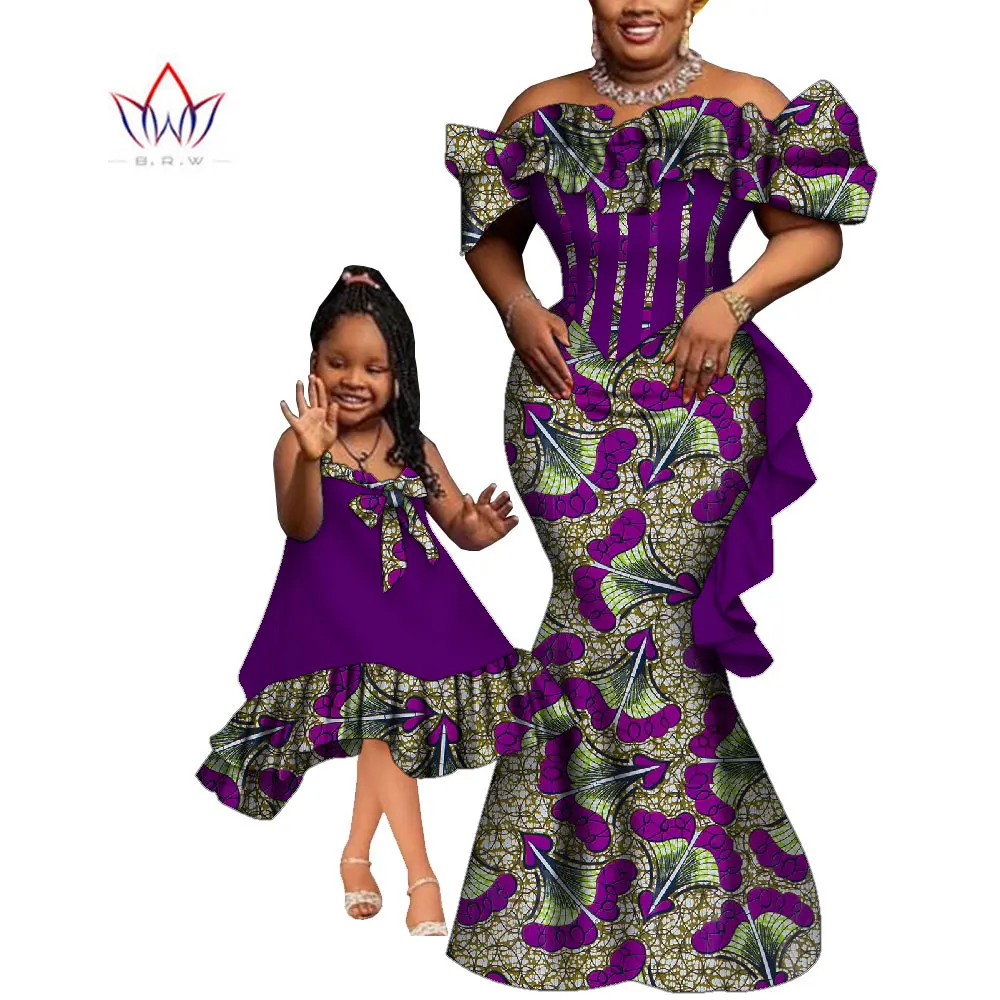 Ropa africana para mujeres y niñas, conjuntos para bebés, vestido de fiesta con hombros descubiertos, ropa de moda de estilo africano WYQ897 AliExpress Mobile