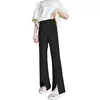 Thin Summer Pregnant Woman Belly Pants 2024 New Fashion Front Split Maternity Empired Trousers Solid Color Pregnancy Boot Cuts 2