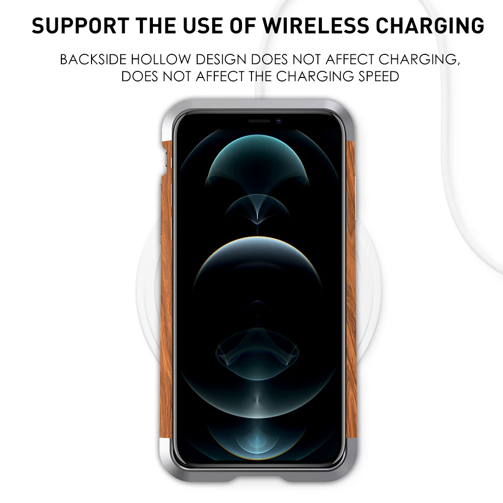 Wood Carbon Frame Metal Case For iPhone 15 14 Pro MAX 13 Pro 12 11 14 Plus Aluminum Bumper Shockproof Armor Phone Cover Coque