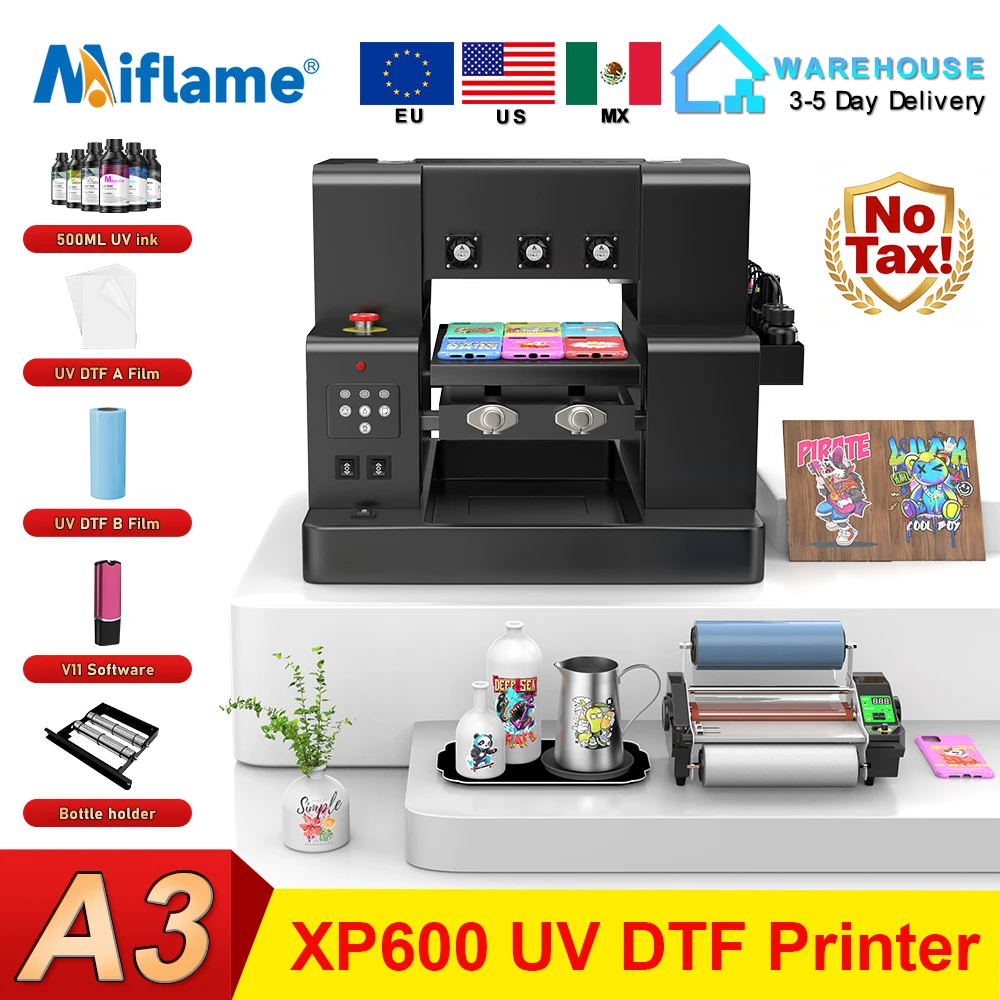 US/EU Stock A3 XP600 UV Printer A4 L805 UV Flatbed Printing Machine For Pen Metal Wood Acrylic UV DTF Printer UV Sticker Printer 1