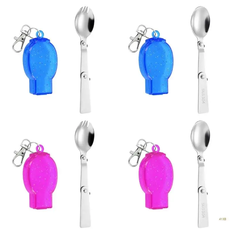 

41XB Foldable Spoon Fork Salad Sporks Cutlery Outdoor Travel Tableware