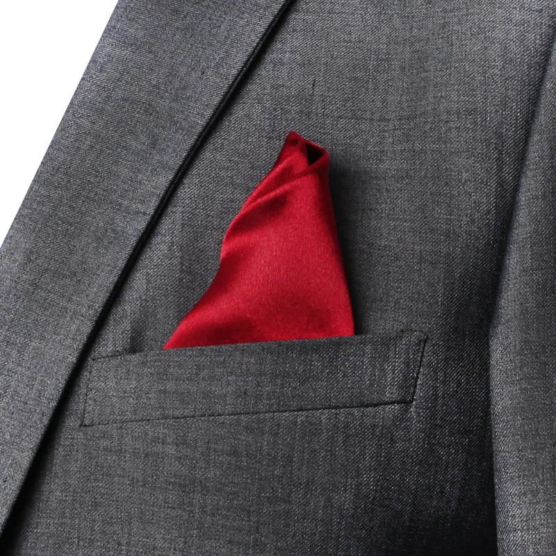 22CM Solid Color Pocket Squre For Men Classic Suit Handkerchief Formal Dress Accessories Black Brown White Chest Towel Hanky pocket square mini handkerchief