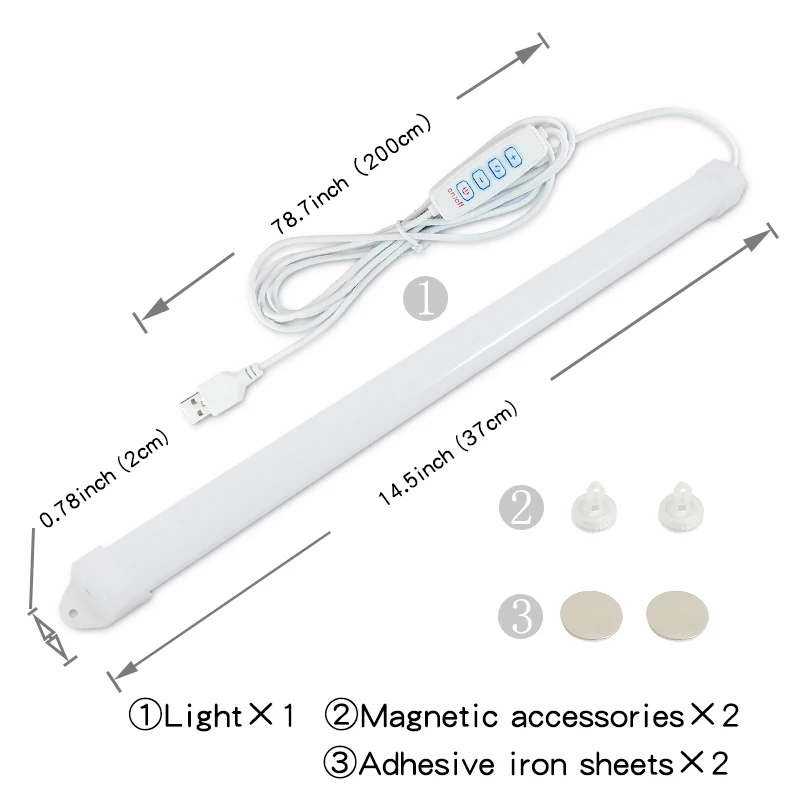 LED Cabinet Light LED Under Cabinet Lighting USB Lamp Plug Dimmable 3 Color Changes LED Night Light Kitchen Bedroom Lighting Magnetic Strip