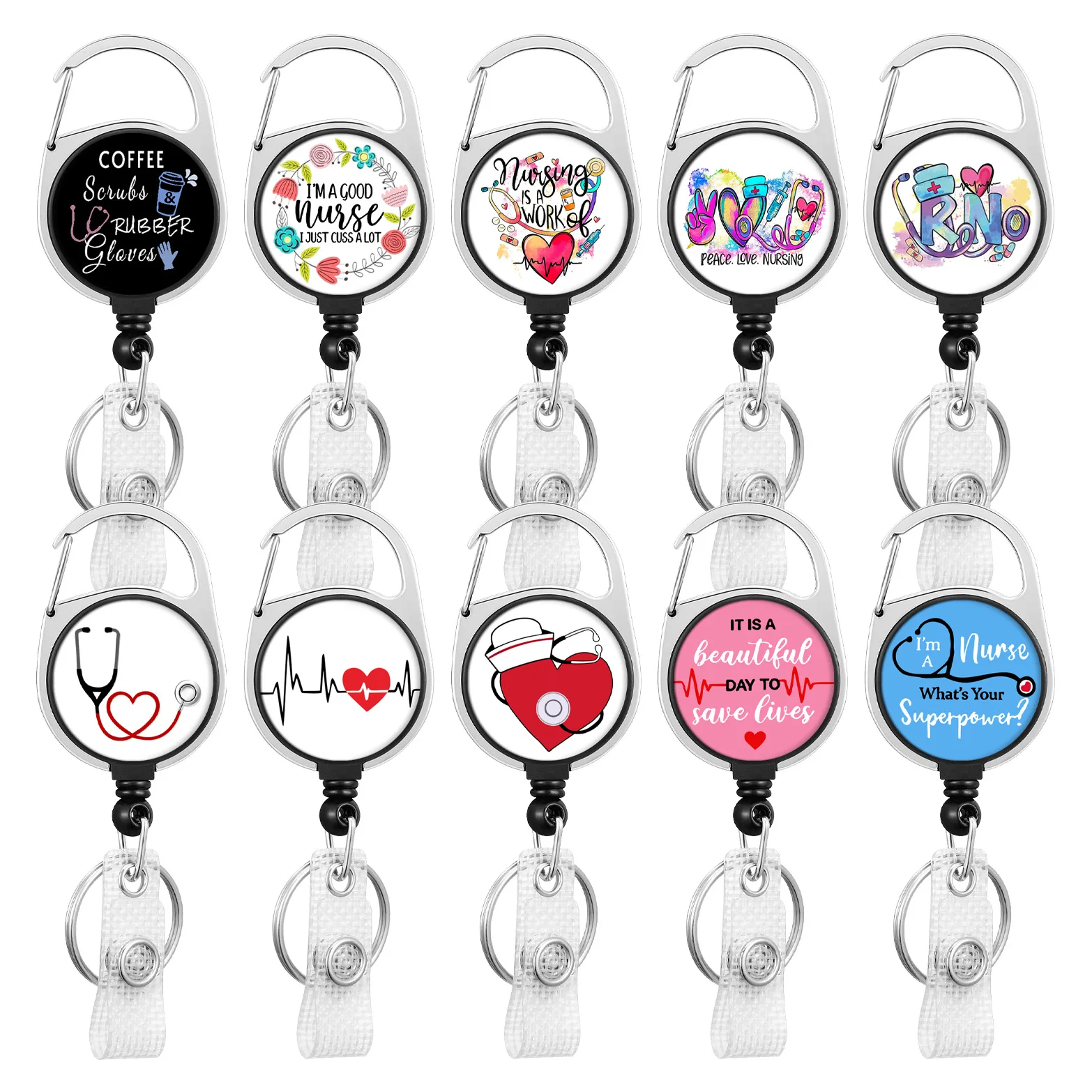 

1pc Retractable Worker ID Tag Holder Work Card Clip Name Badge Reel Doctor Nurse Display Clip Office Supplies