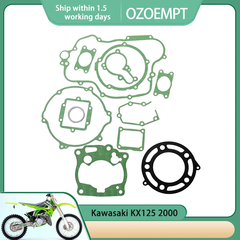 

OZOEMPT Engine Cylinder Crankcase Repair Gasket Apply to Kawasaki KX125 2000