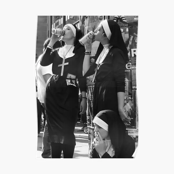 

Nuns Drinking Poster Art Modern Mural Picture Wall Funny Decor Room Vintage Home Decoration Print Painting No Frame