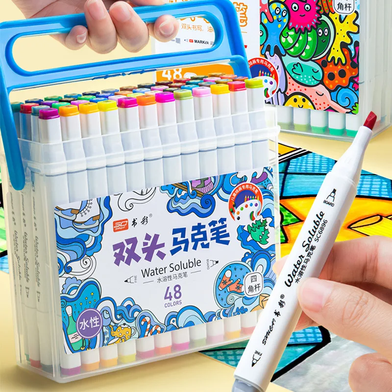 Art Marker 48 Colors Watercolor Brush Pens Markers Pens for Drawing  Coloring Books Manga Calligraphy School Supplies Stationery - AliExpress