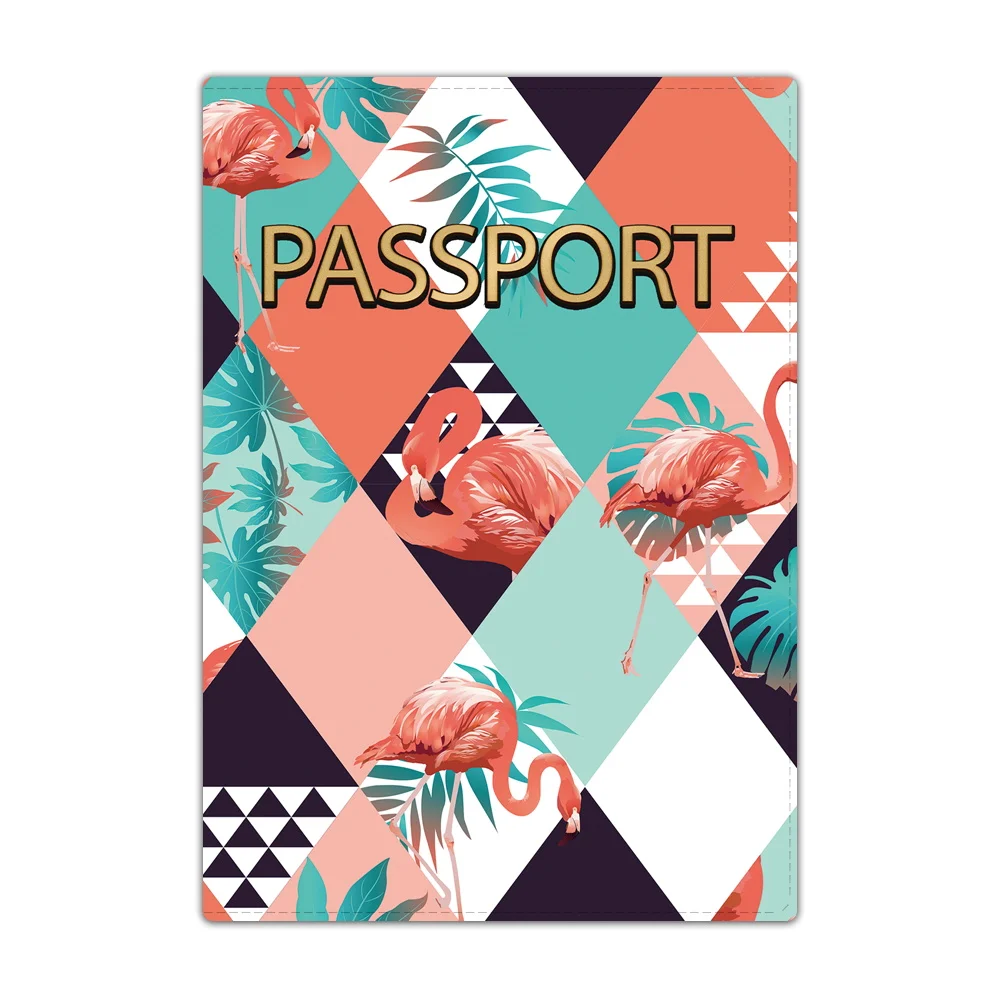 Couple Passport Cover Vintage Fashion Plane Women Men Flamingo Print Travel Protective Case ID Card Holder Protection Sleeve