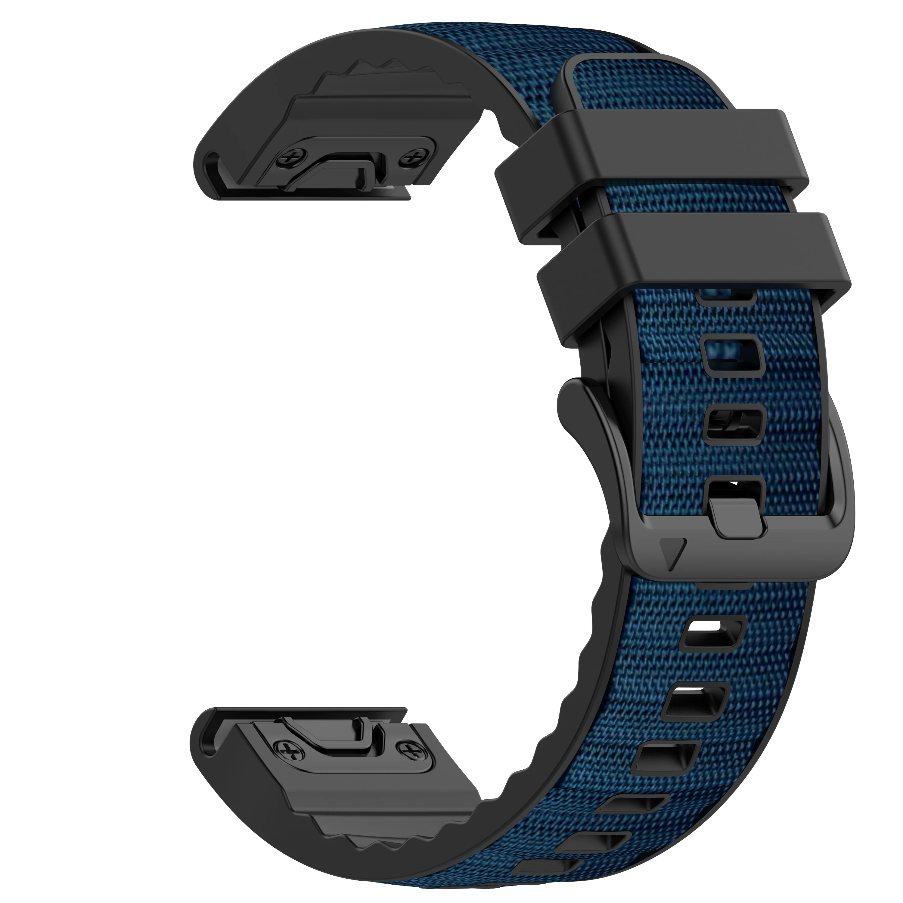 Quickfit Silicone & Nylon Strap with Leather Accents - Premium 26mm/22mm Band