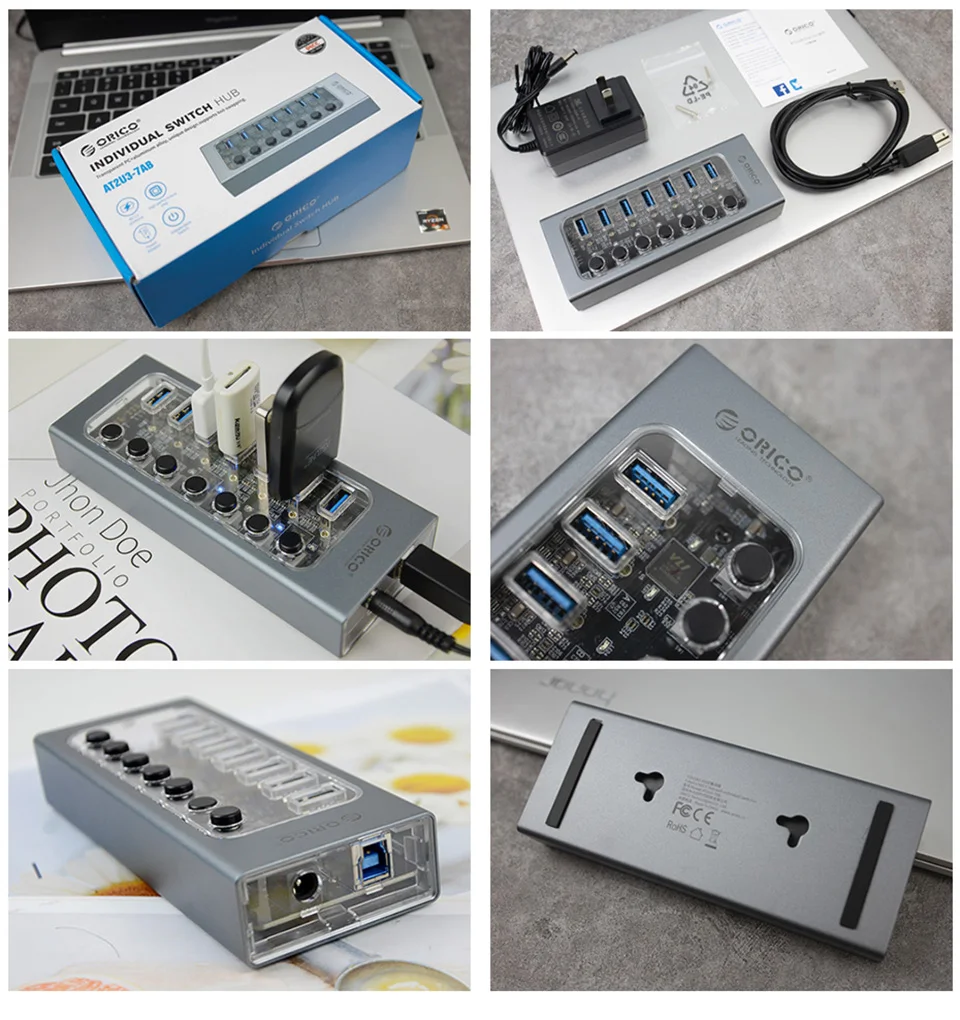 orico concentrateur usb industriel multi séparateur de interrupteur clé dock chargeur adaptateur