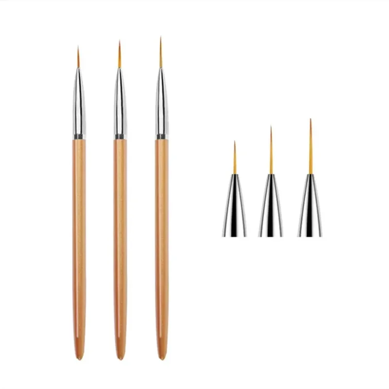 Acrylic French Stripe Nail Art Liner Brush 3D Tips Line Stripes DIY Drawing Pen UV Gel Brushes Painting Pen Manicure Tools 3Pcs