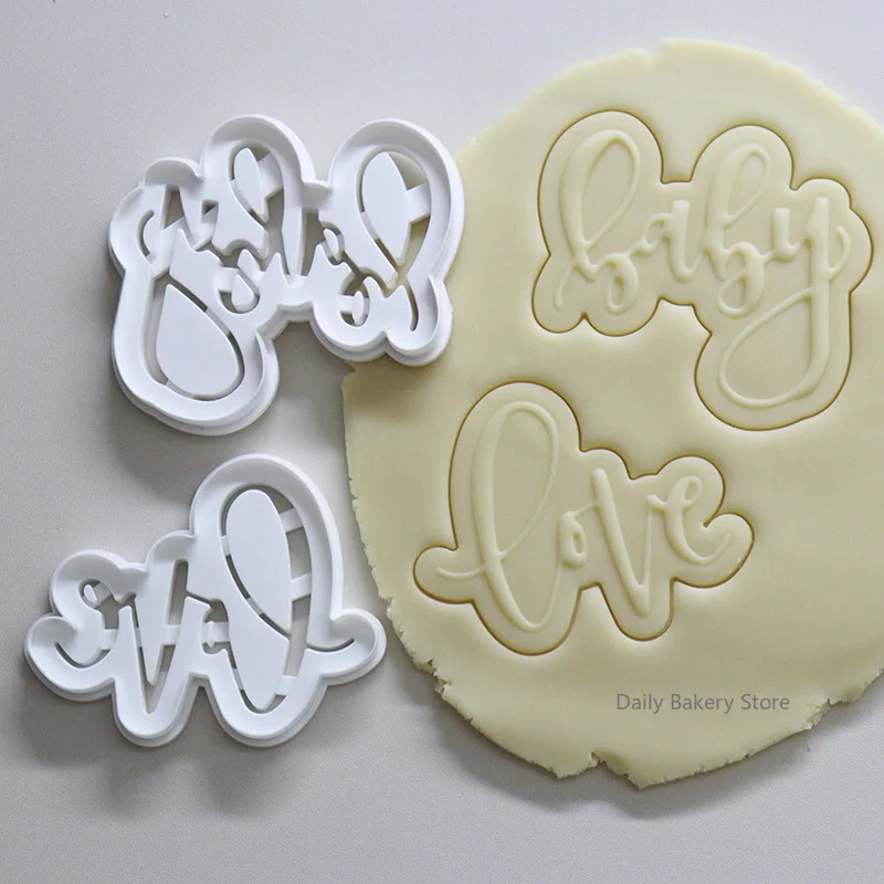 Thank You/Love/Baby Cookie Molds English Blessing Words Embossing Stamp Press Frame DIY Party Baking Fondant Cake Decor Tools