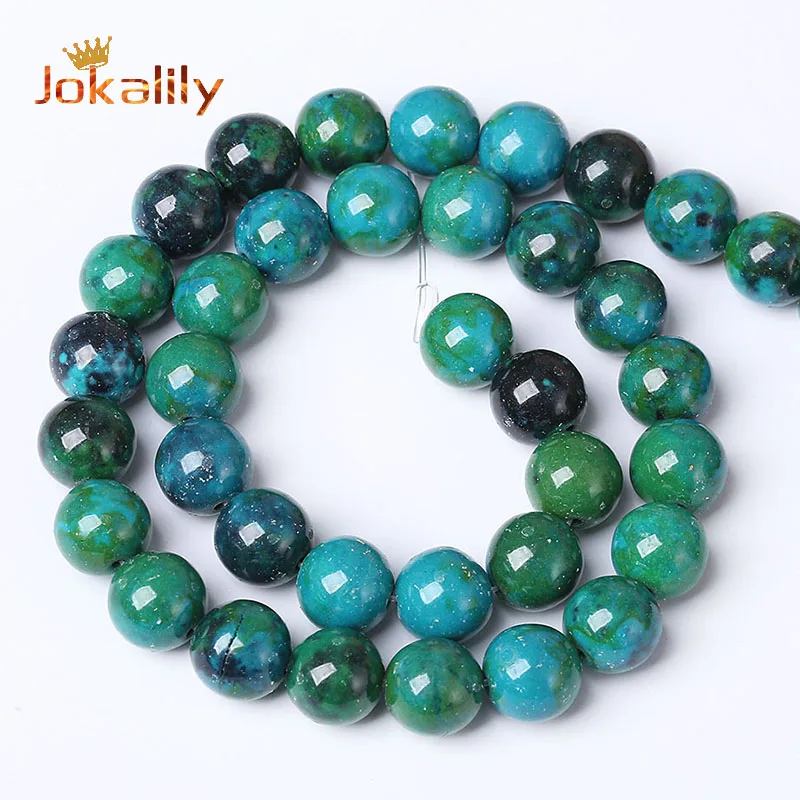 Natural Chrysocolla Stone Beads Green Phoenix Stone Round Beads For Jewelry Making DIY Bracelets Accessories 15'' 4/6/8/10/12mm