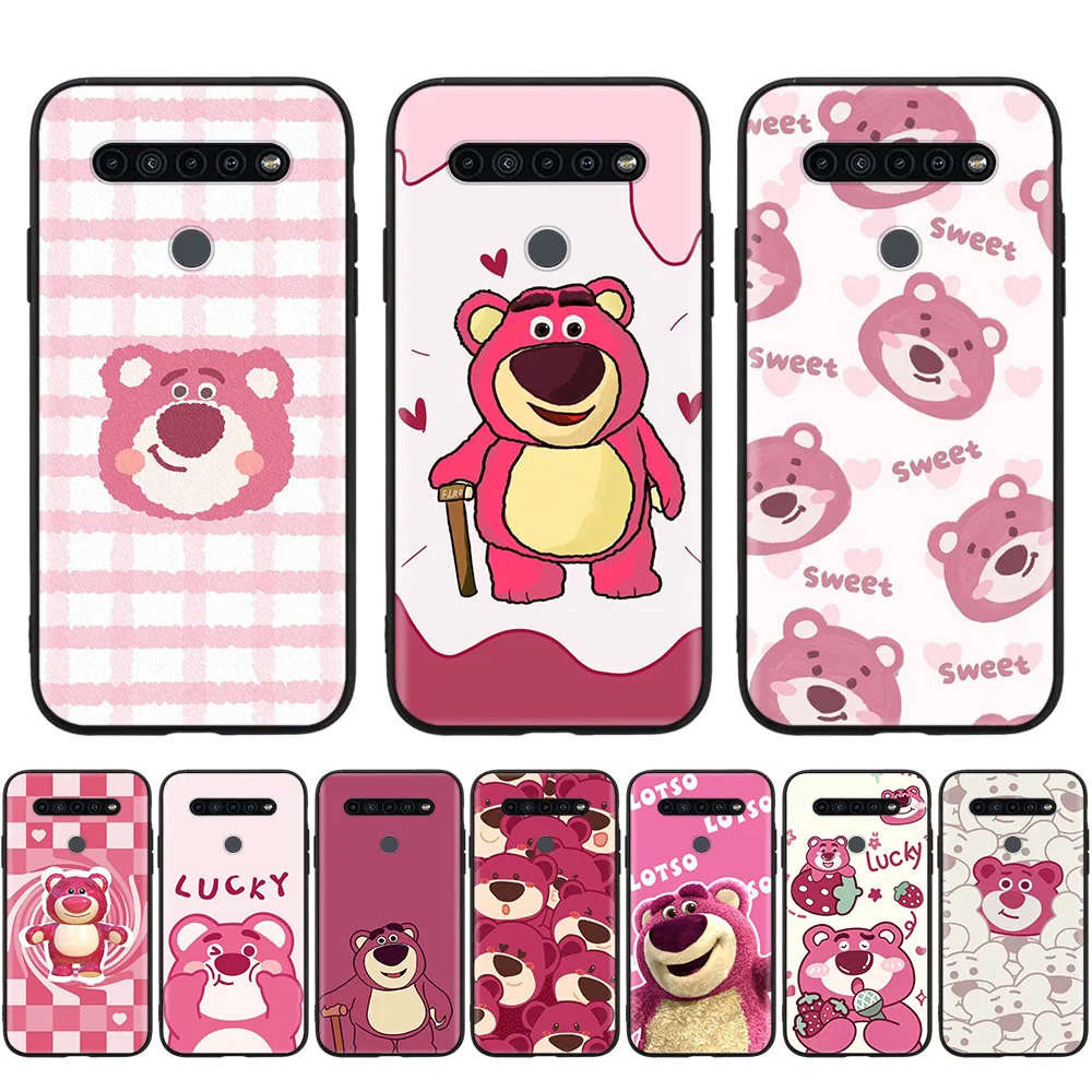 Custodia Nera Strawberry Bear Lotso Per Samsung Galaxy S7 S8 S10E Edge J2 Prime J4 Core J5 J6 Plus J7 Duo J8 Pro