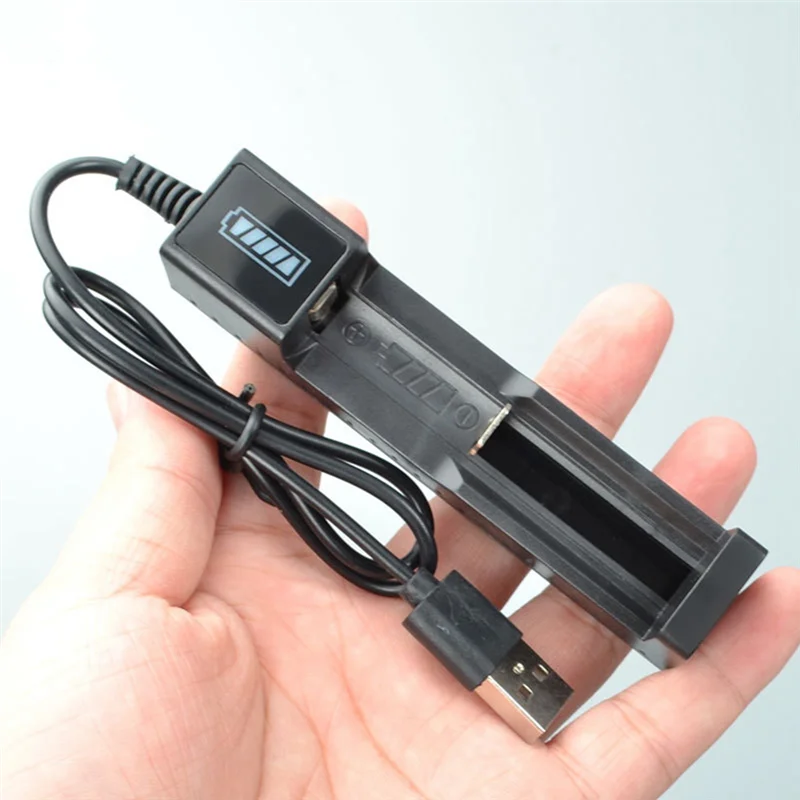 USB Battery Charger 1 Slot Universal Quick Charging Rechargeable Lithium Battery Charger for 18650 26650 14500 16340 usb battery charger
