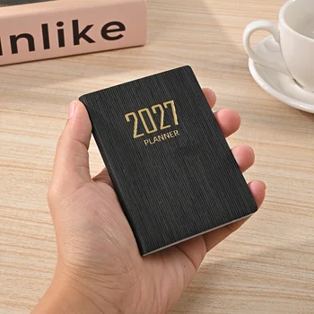 Agenda inglese A7 2027, taccuino settimanale sottile da 128 pagine, agenda giornaliera per 365 giorni, mini agenda giornaliera tascabile A7