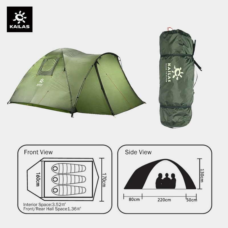 KAILAS STAR NIGHT III Breathable Ultralight Camping Tents for 3-4 Person Double Layer Waterproof Outdoor Hiking Tent KT2203212