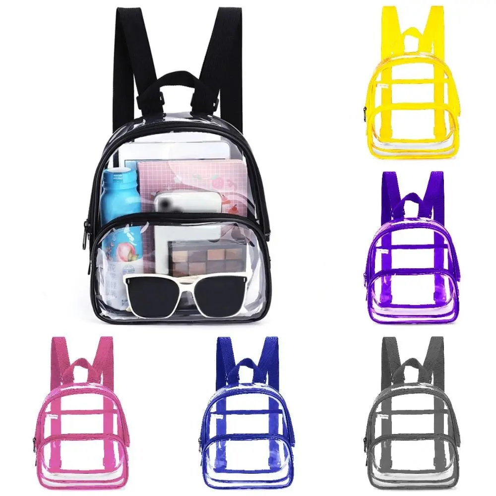 Mini Clear Backpack Stadium Approved Transparent PVC Daypack Heavy Duty Waterproof Bookbag For Concert Festival Work Travel