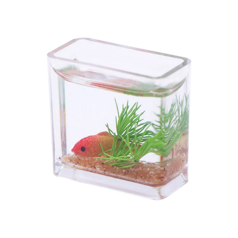 1Pcs 1:12 Dollhouse Miniature Fish Tank Simulation Aquarium Home Decor Toy Doll House Accessories