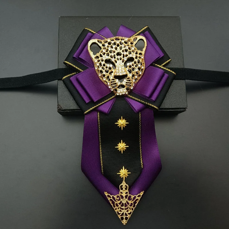 Herren Fliegen Original Devise Handgefertigter Schmuck Persönlichkeit Domineering Crystal Leopard Head Business Anzüge Hemdkragen Blumen – Detail 3