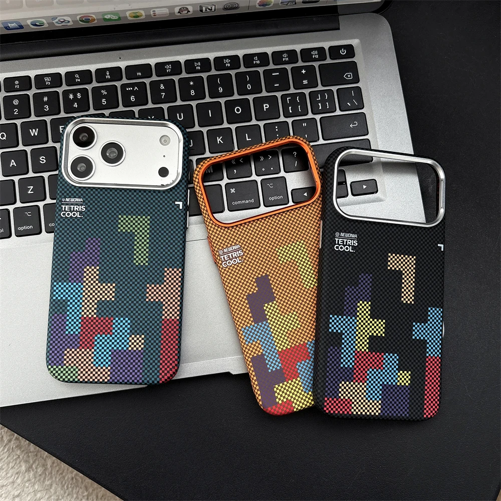 Carbon Fiber Texture Magnetic Phone Case with Alloy Lens and Wireless Charging Compatibility