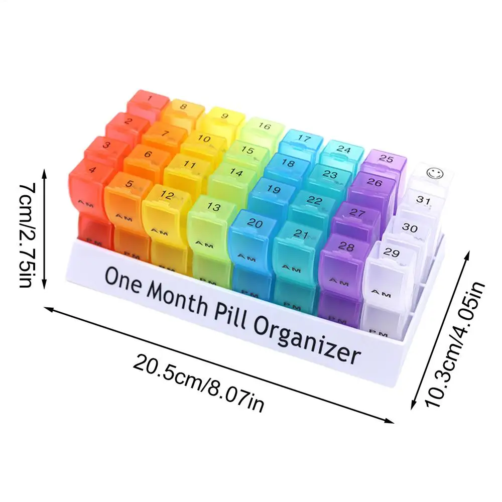 Deluxe 31-Day AM/PM Pill Organizer with Dust-Proof Storage for Vitamins and Supplements