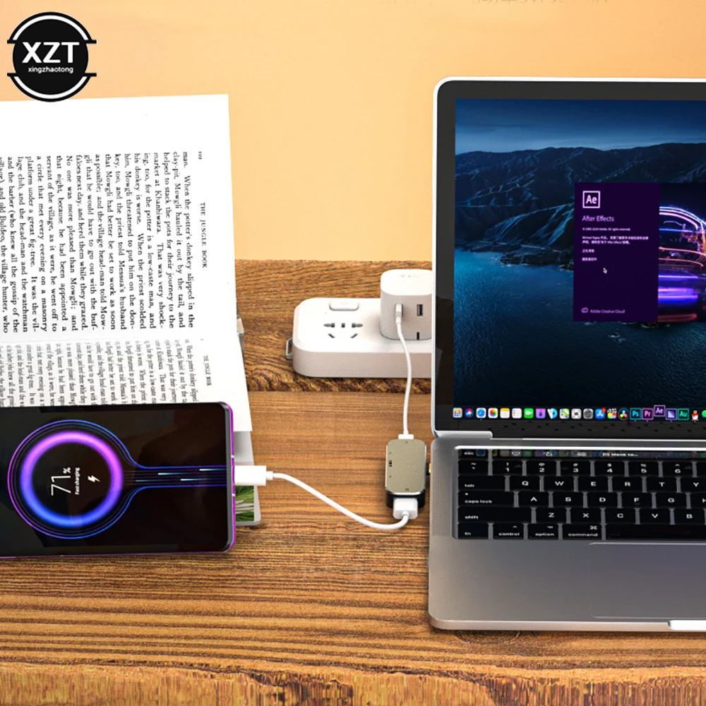 em 1 hub com 3.5mm jack fone
