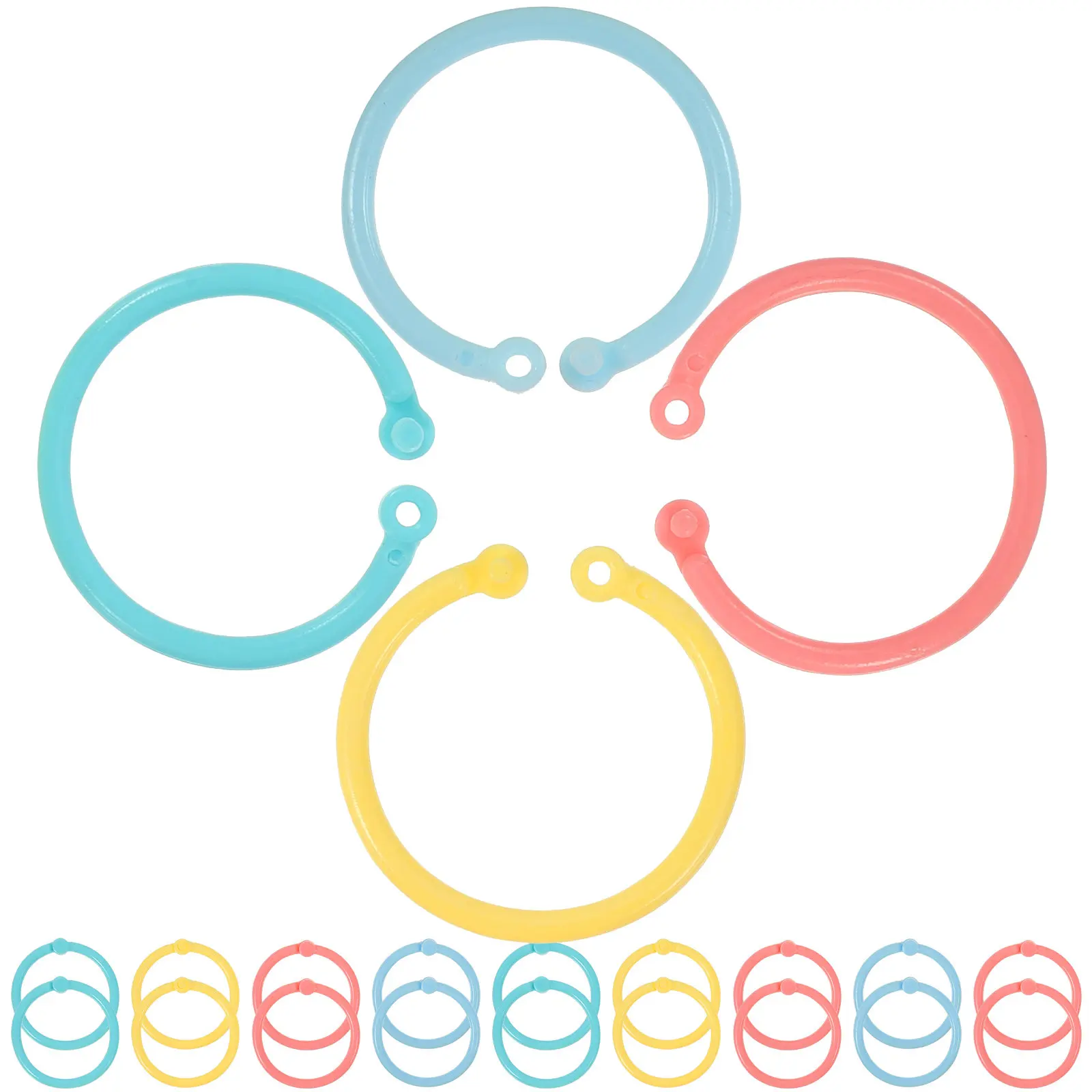 80Pcs 다채로운 플라스틱 바인더 링 간편한 작동 노트 카드용 루스 리프 링 교실 사무실 홈 문서 분류