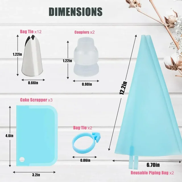 Piping Bags Cake Decorating Tools Reusable Silicone Pastry Bag Stainless Steel Nozzle Piping Nozzles Pastry Set Baking Tools 2
