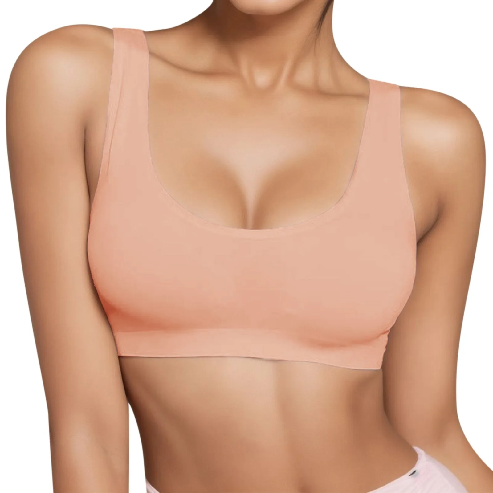 

Sexy Women's Comfort Bra Large U Shaped Backless Ice Silk Bras Seamless Breathable Brassiere Wire Free Bralette Crop Tops Vest