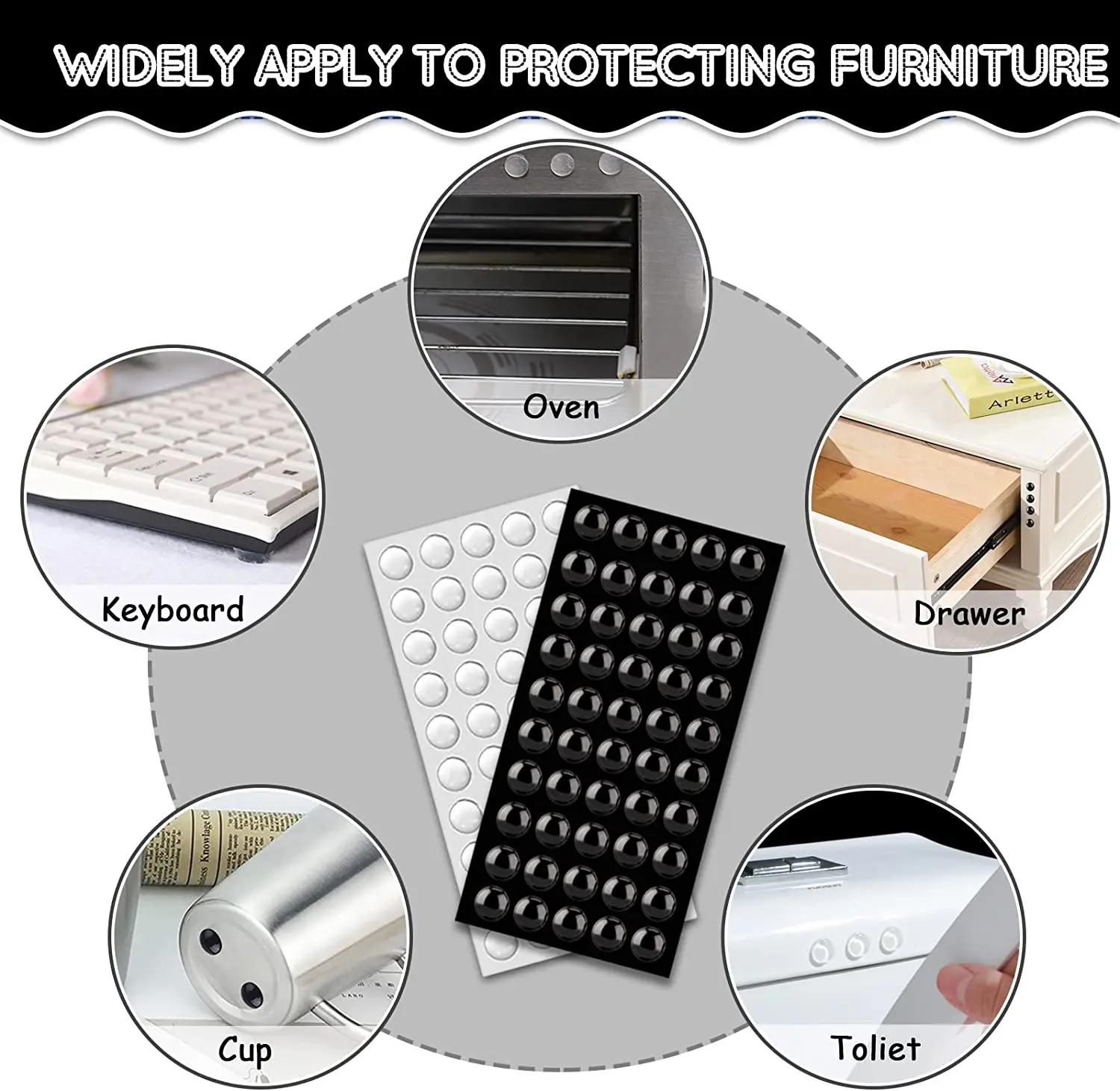 100pcs Clear Rubber Feet Self-Adhesive Silicone Bumper Pad Cabinet Drawer Bumper Door Stopper for Furniture Wall Picture Frames
