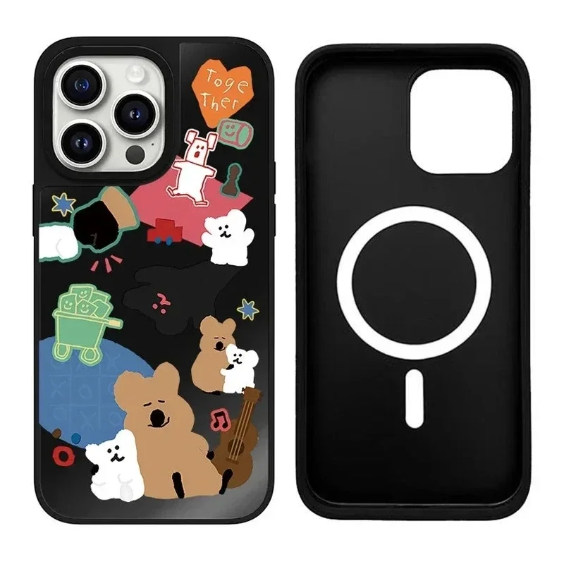 

Mirror Surface Music Bear iPhone 11 12 13 14 15 Pro Max Case - Protective iPhone Case with MagSafe