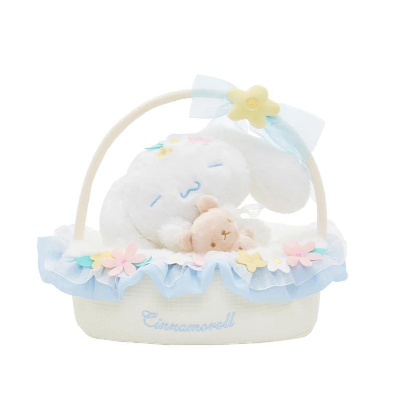 thumbnail image 1 of Muñeco de peluche con colgante de la serie Spring Sleep Flower Basket de Sanrio, muñeco de peluche con periférico de anime Kuromi Cinnamoroll, 1 of 5