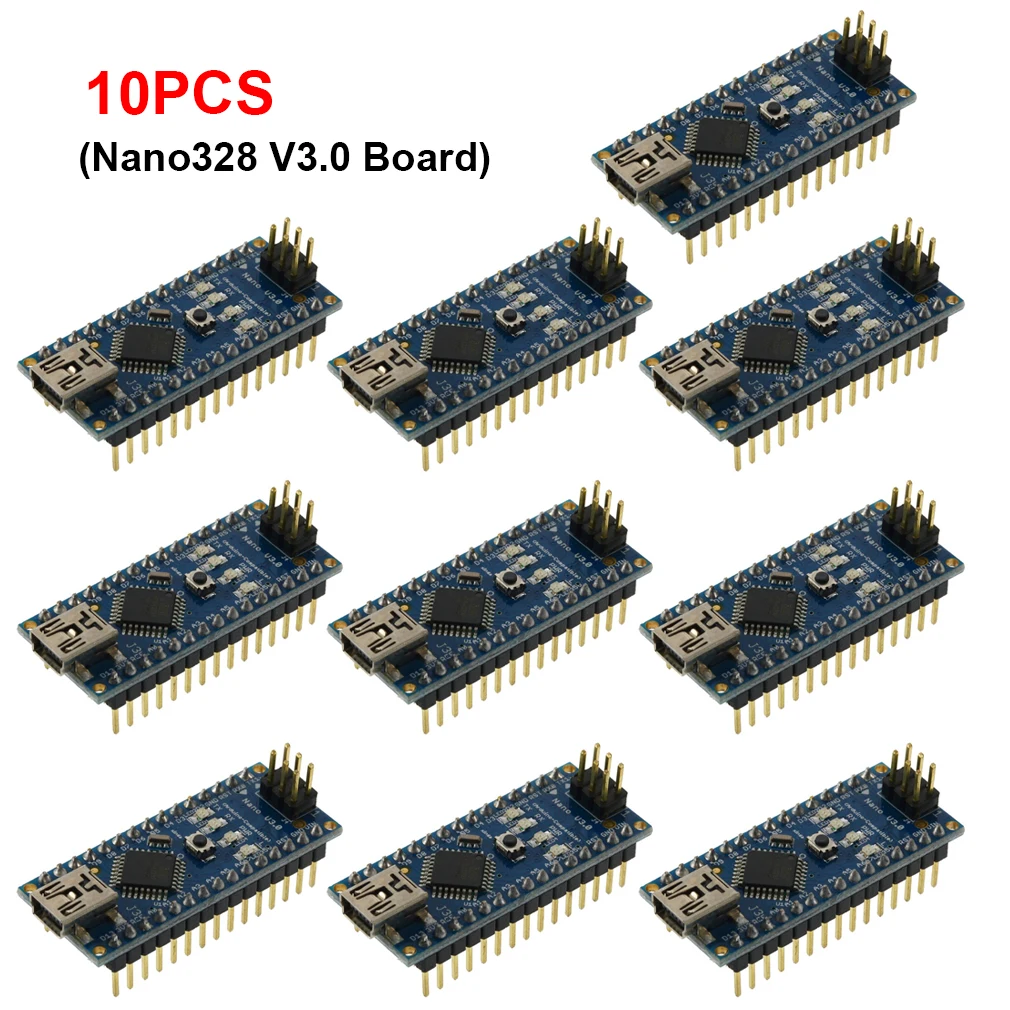 

10PC USB Nano V3.0 ATmega328P CH340G 5V Development Board For Arduino Mini Micro-controller Breadboard Voltage Regulator Board