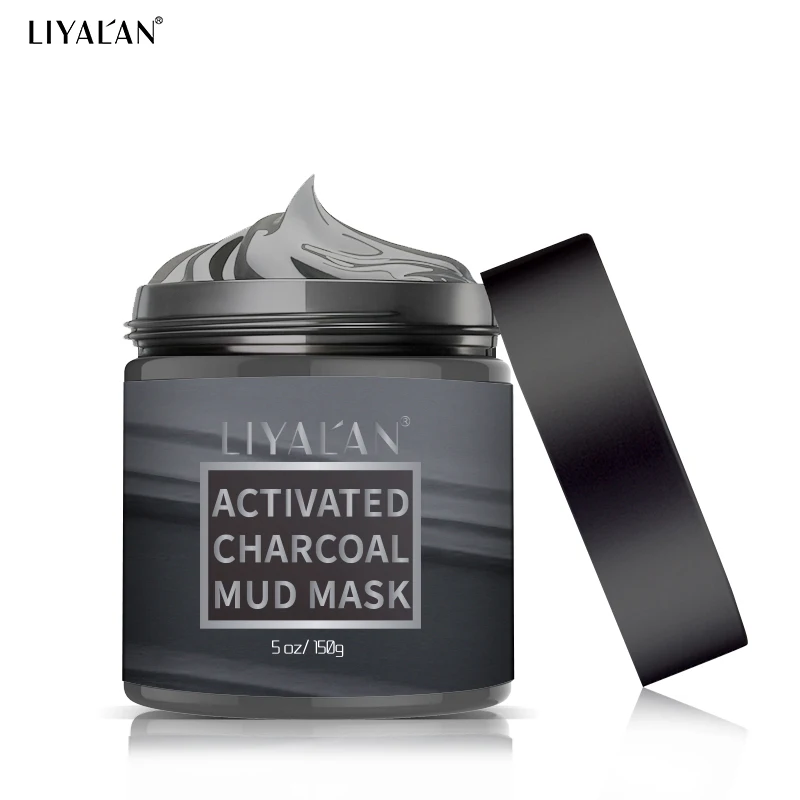 

LIYALAN Activated Charcoal Face Clay Mask Blackhead Remover Pore Cleansing Acne Treatment Whitening Facial Mud Mask 150g