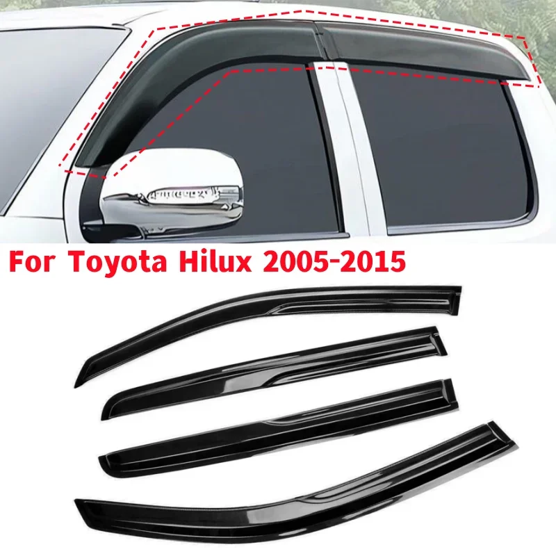 

4Pcs Car Sunhields Window Visors Car Exterior Side Sun Rain Weather Shield For Toyota Hilux 2005-2015