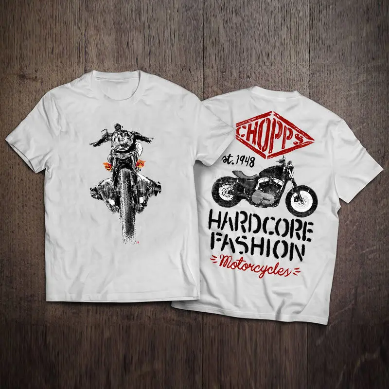 white graphic tees 2022 Summer New Men's t-shirt Black Motorcycle Print Short Sleeves Casual Top Tees O-Neck Vintage Cotton T-Shirt Hip Hop Clothes white t shirt