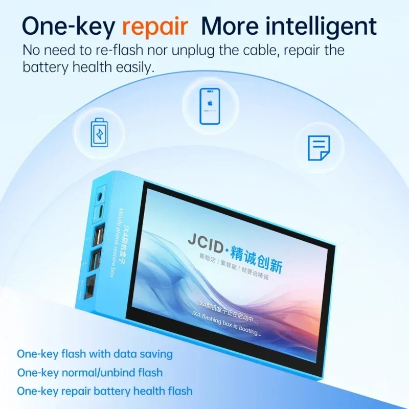 JCID IX4 배치 깜박임 상자 다시 플래시할 필요 없음 와이어 수리 배터리 상태 쉽게 휴대폰 복원 상자 꺼내기