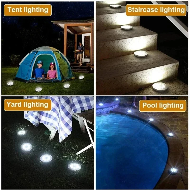 Solar LED Floor Lamp 8LED Outdoor Lawn Light Waterproof Underground Lamps for Lawn Decoration Garden Terrace Courtyard