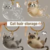 Cat Hair Memorial Storage Keychain Cat Fur Container Pets Cat Fur Collector Capsule Keyring Kitty Hair Hanging Pendants 3