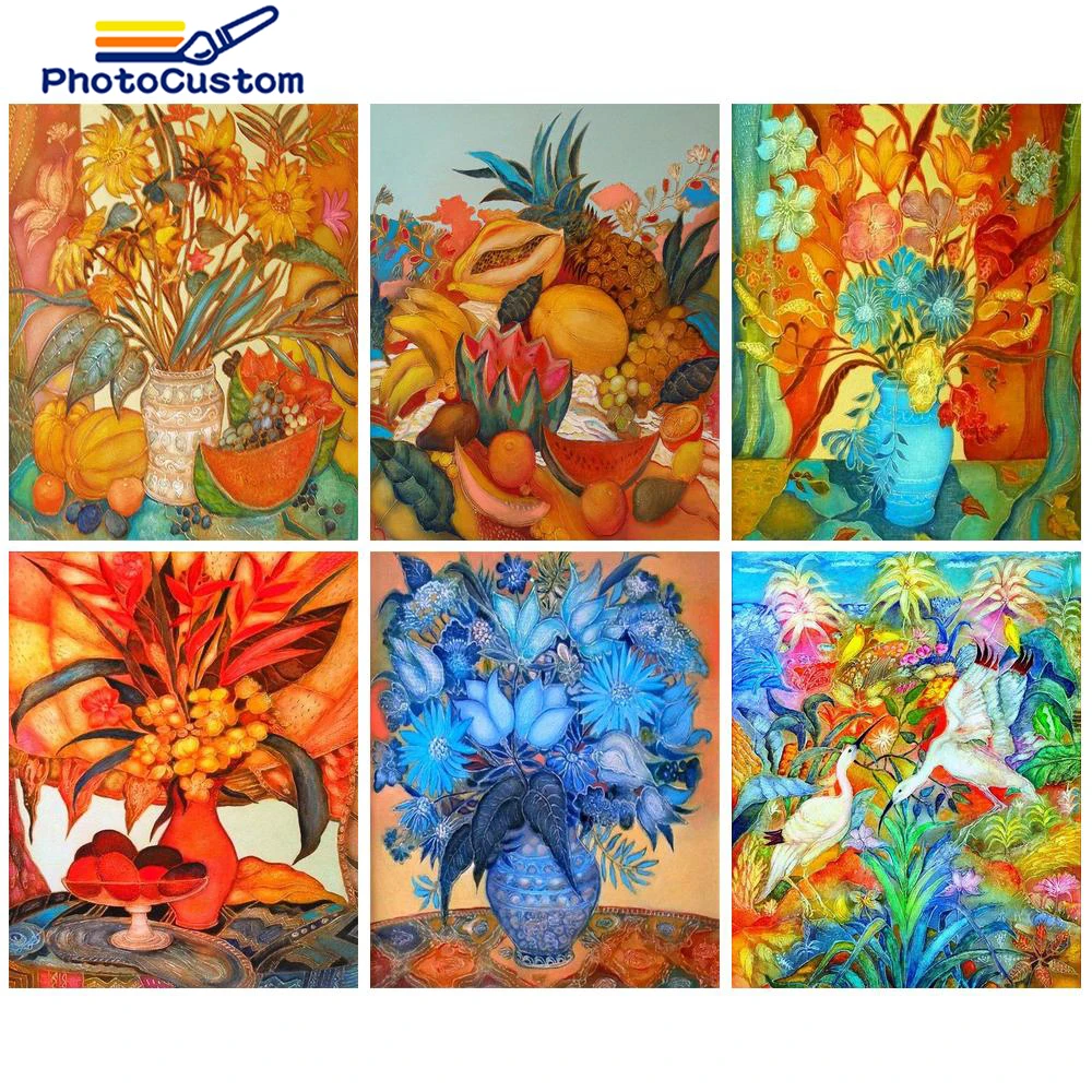 

Фотообои для рисования, искусственные цветы на холсте, акриловые Раскрашенные вручную краски по номерам для домашней стены